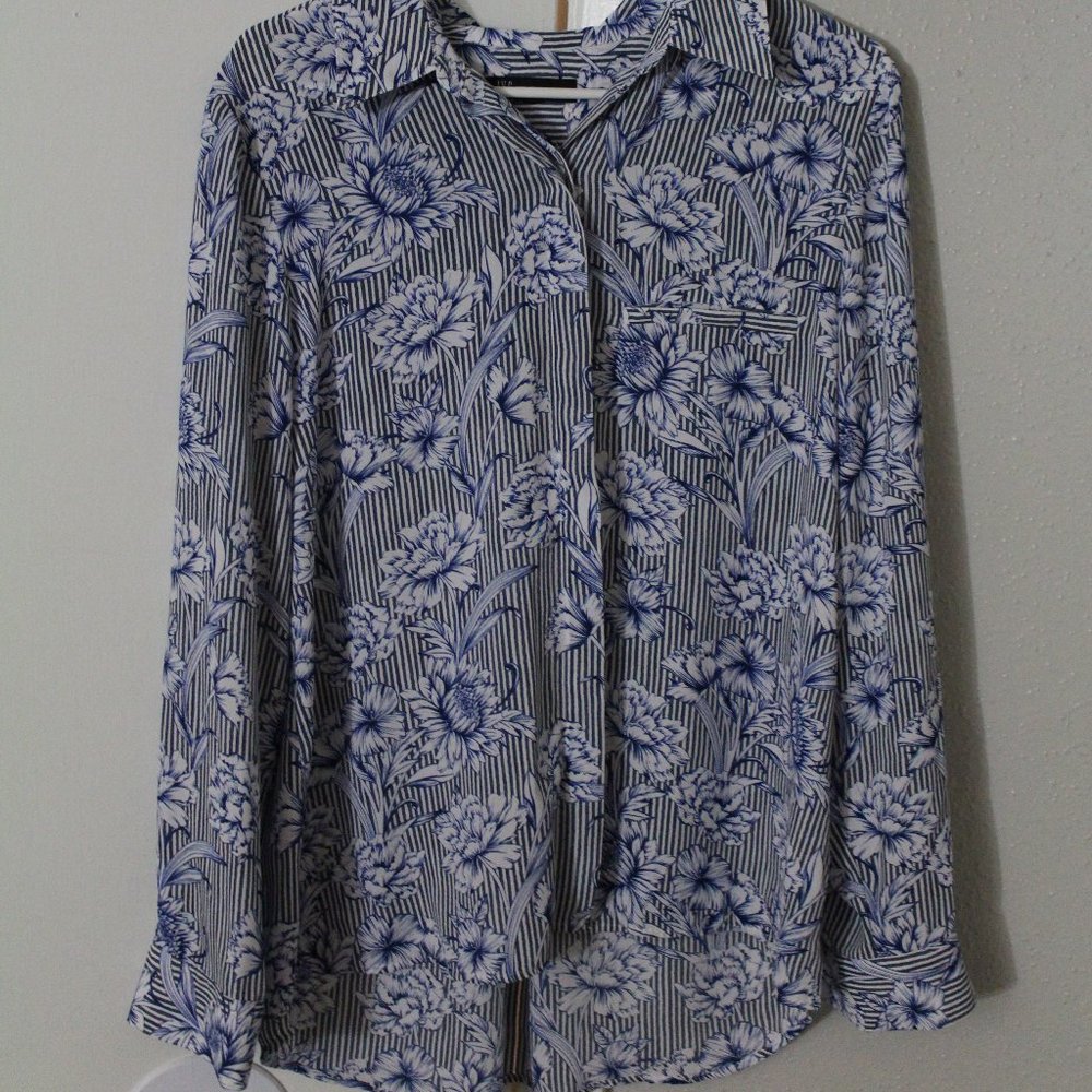 Blue Floral Button-Up